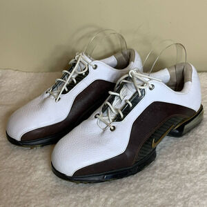 Nike Golf Shoes Mens 8.5 White Brown Cleats Nike Golf Zoom Preppy‎
